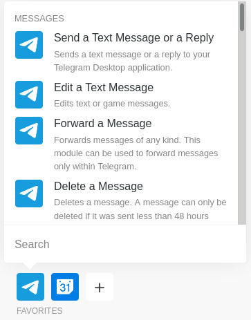 Adição de bloco Telegram para realizar testes